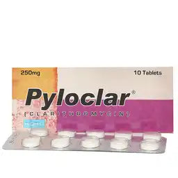 Pyloclar Tablets 250MG 10'S (1 Box = 1 Strip)(1 Strip = 10 Tablets)