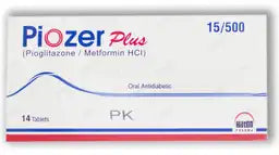 Piozer Plus Tablets 15/500MG 14'S (1 Box = 1 Strip)(1 Strip = 14 Tablets)
