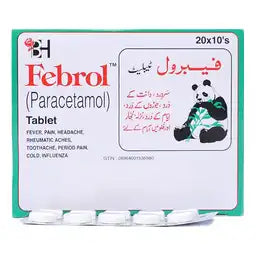 Febrol Tablets 500MG (1 Box = 20 Strips) (1 Strip = 10 Tablets)