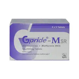 Gpride-M Sr Tablets 1MG/500MG 30'S (1 Strip = 10 Tablets)