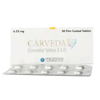 Carveda Tab 6.25 Mg 3X10's (1 strip = 10 tablets)