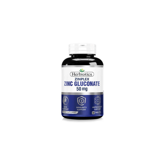 Herbiotics Zinplex (Zinc Gluconate 50MG Supplement) (1 Bottle = 30 Tablets)