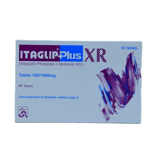 Itaglip Plus Xr Tablets 100/1000MG (1 Box = 14 Tablets)