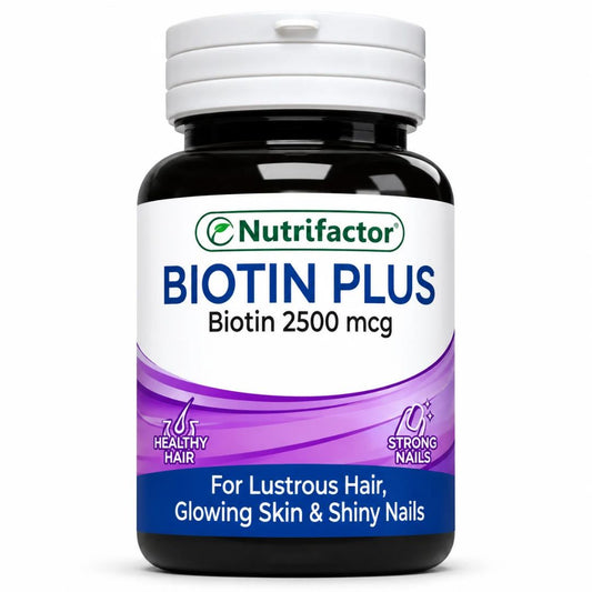 نیوٹری فیکٹر بایوٹین پلس گولیاں 2500Mcg (1 بوتل = 60 گولیاں)