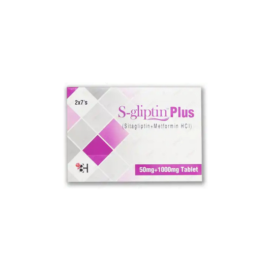 S-Gliptin Plus Tablets 50Mg+1000Mg 14's(1 Strip = 7 Tablets)