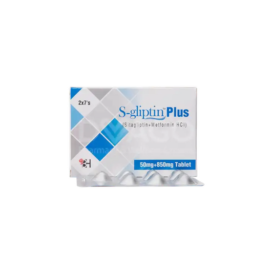 S-Gliptin Plus Tablets 50+850Mg 14's (1 Strip = 7 Tablets)