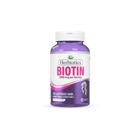 Herbiotics Biotin Tablets 5000Mcg (1 Bottle = 60 Tablets)
