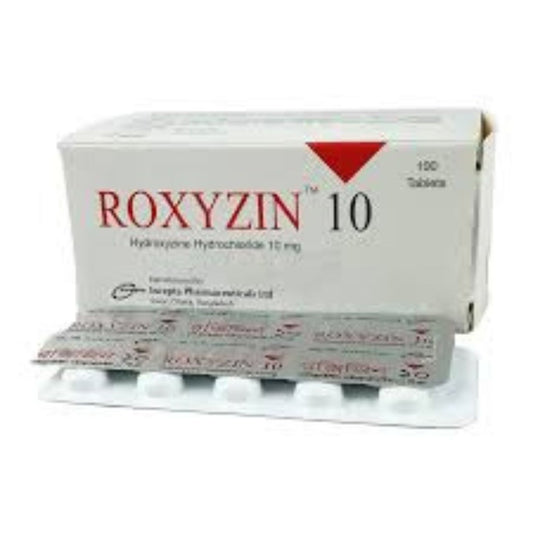 Roxyzin Tablets 10MG 50'S (1 box = 5 Strips) (1 Strip = 10 Tablets)