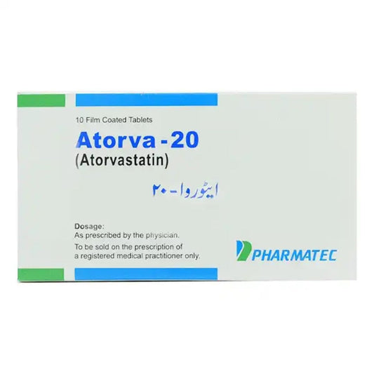 Atorva Tablets 20MG (1 Box = 2 strips) (1 Strip = 10 Tablets)
