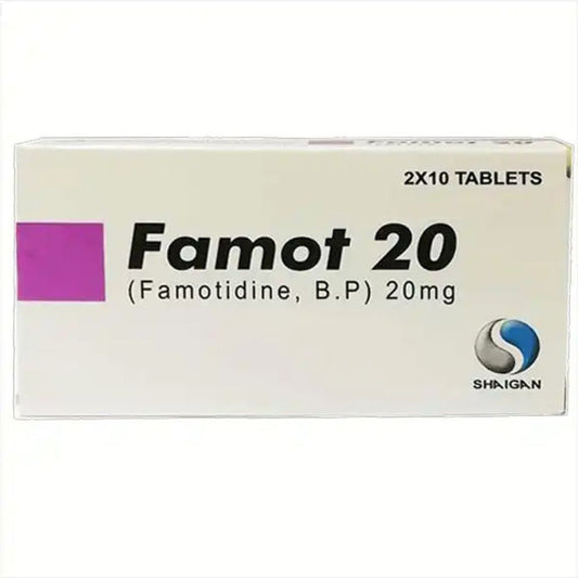 Famot Tablets 20MG  (1 Box = 2 Strip)(1 Strip = 10 Tablets)