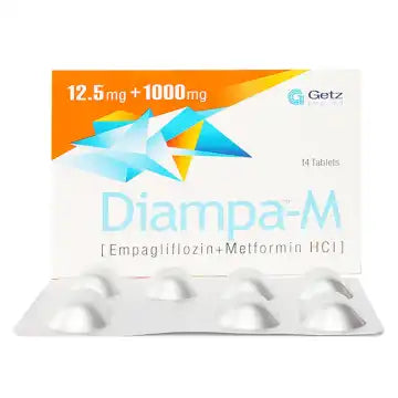 Diampa-M Xr گولیاں 12.5+1000Mg 14,s (1 پٹی = 7 گولیاں) 