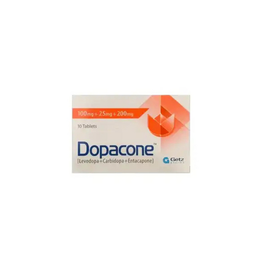 ڈوپاکون گولیاں 100+25+200Mg 10,s (1 پٹی = 10 گولیاں) 