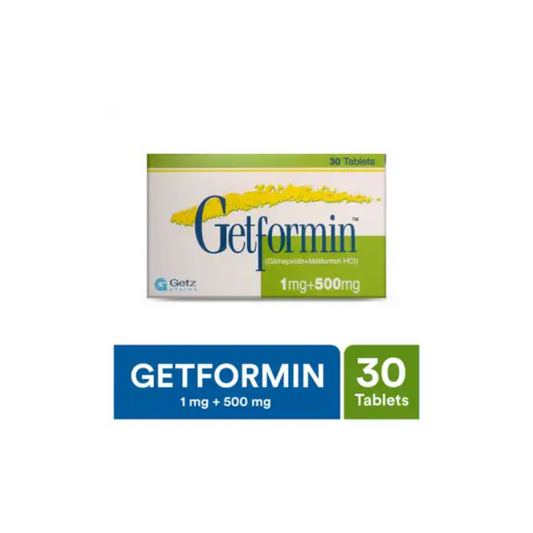 Getformin Tablets 1/500Mg (1 Strip = 10 Tablets)