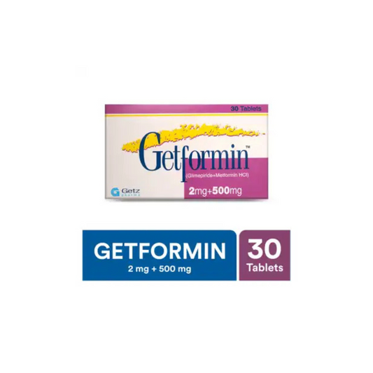 Getformin Tablets 2/500Mg (1 Strip = 10 Tablets)